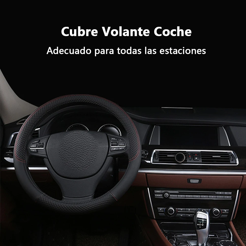 37-39cm Car Steering Wheel Cover with Eco-Friendly Rubber Ring PU Leather Non-slip Sweatproof Car Styling Accessories
