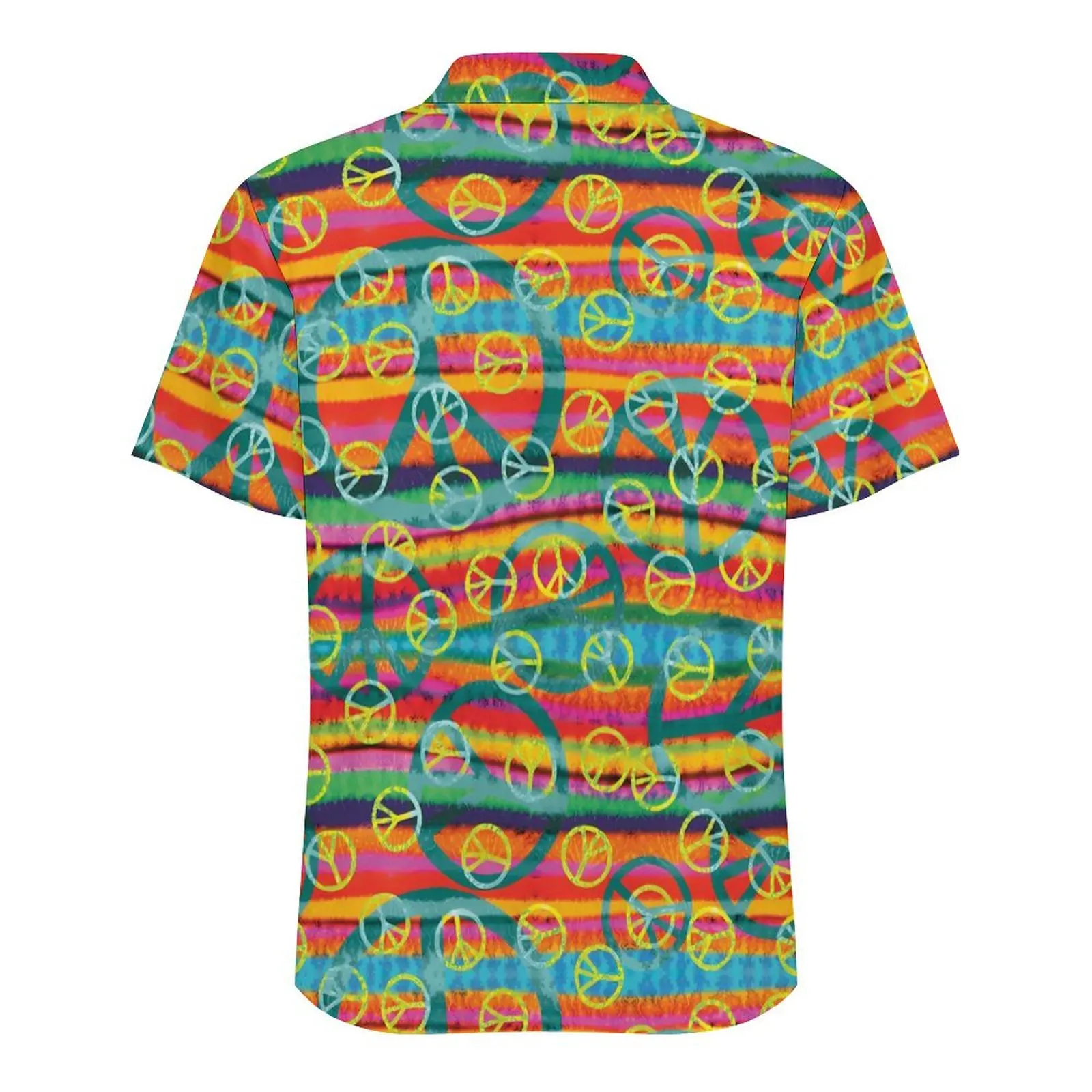 Camisa Tie Dye Peace Beach para homens, groovy impressão de sinais, camisas casuais de verão, blusas vintage, manga curta, roupas Harajuku Design