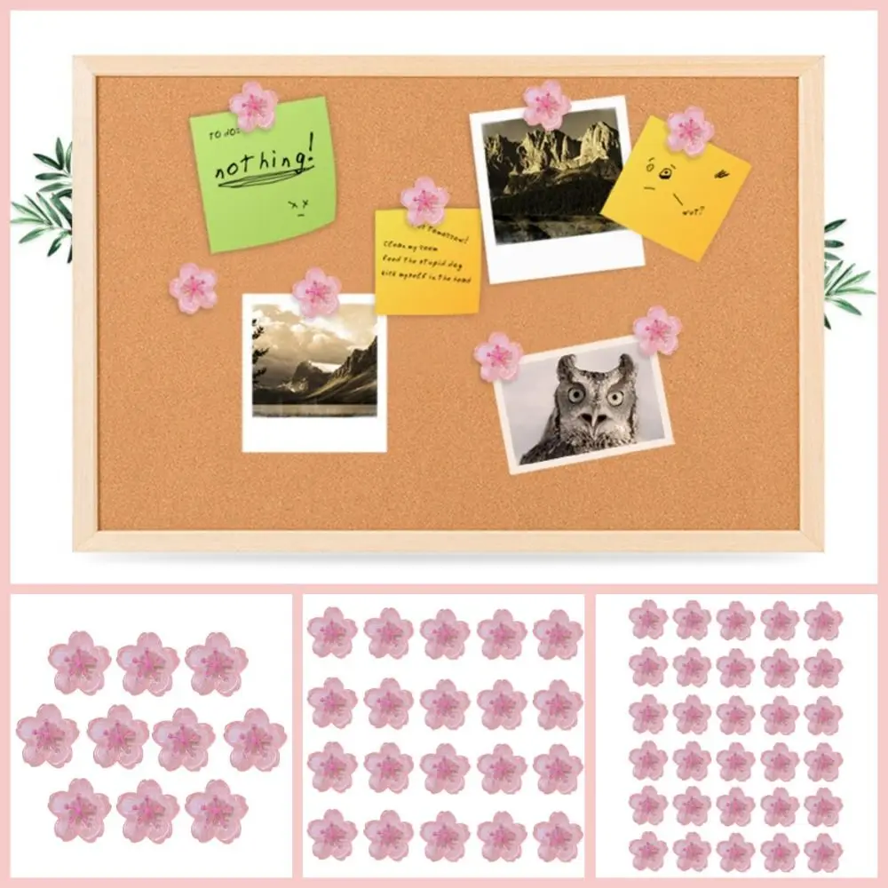 

10/20/30Pcs Creative Sakura Pushpins 3D DIY Pink Flower Push Pins with Box Reusable Decorative Studs Wall Markers