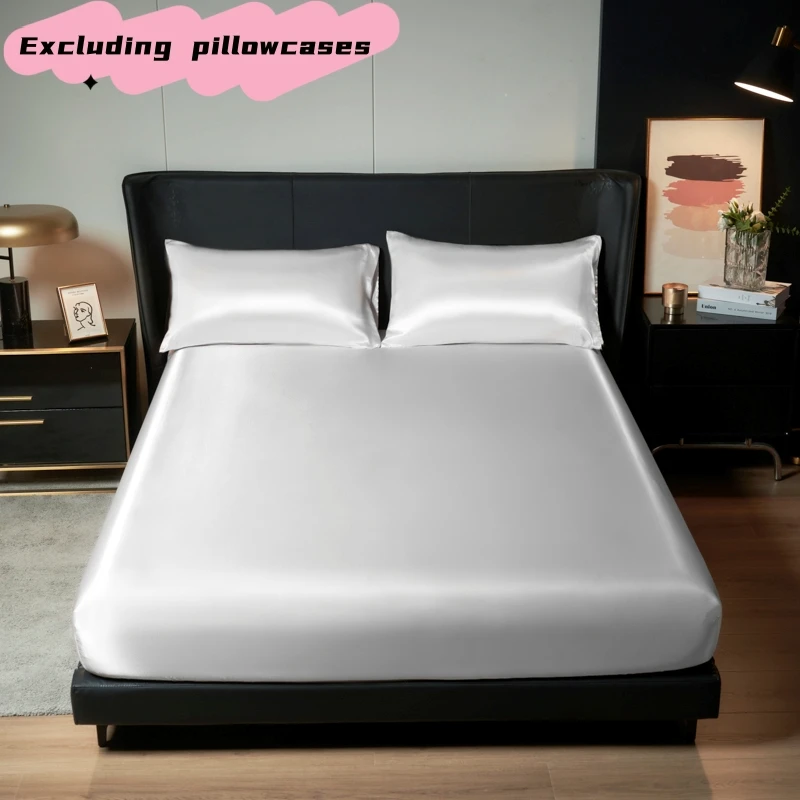 

Kuup Satin luxury Solid Bed Fitted Sheet （No Pillowcase）Nordic Adjustable Mattress Covers 4 Corners With Elastic Band