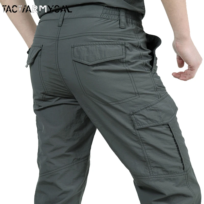 Summer Men Pants Lightweight Cargo Pants Waterproof Quick Dry Long Trousers Male Breathable Thin Casual Pants Pluse S-4Xl 2023