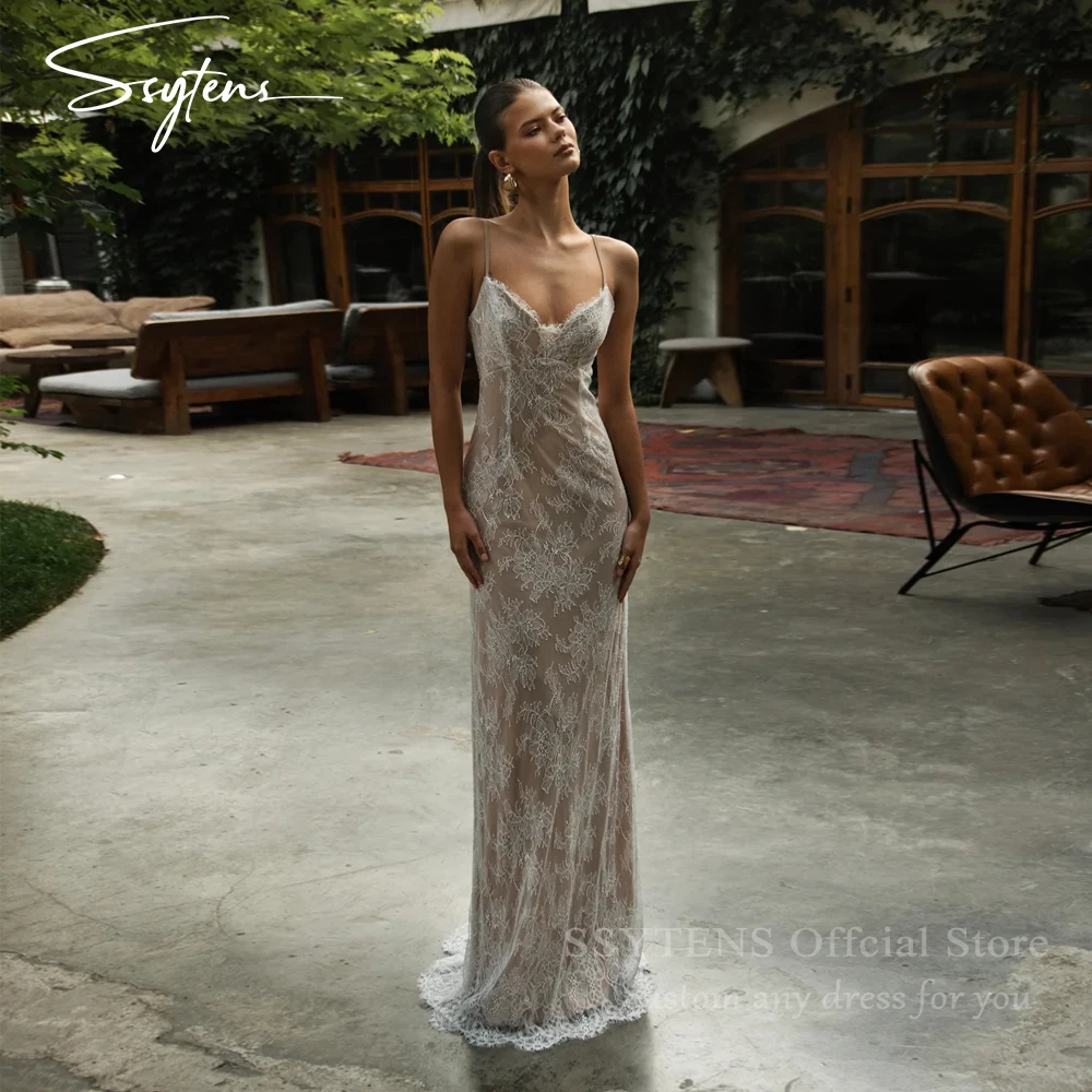 

SSYTENS Mermaid Lace Applique Wedding Dresses Spaghetti Strap Bridal Gowns Princess Backless Bride Gown Customized 2026 Vestidos