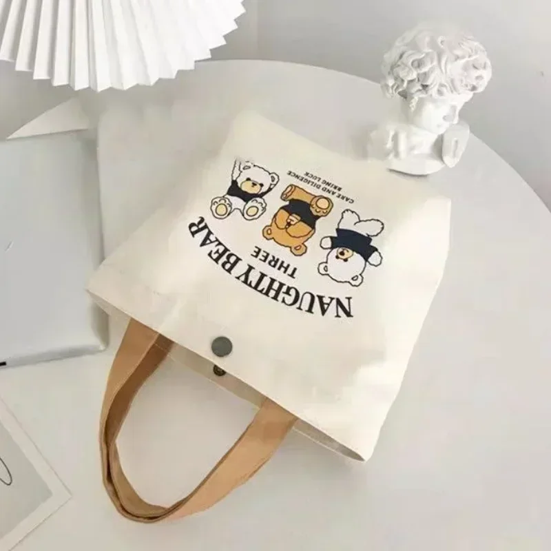 Fashion Canvas Women Tote Bags  Japanese Cartoon Ladies Hand Bags Cute Travel Picnic Food Handbags Portable Lunch Bag