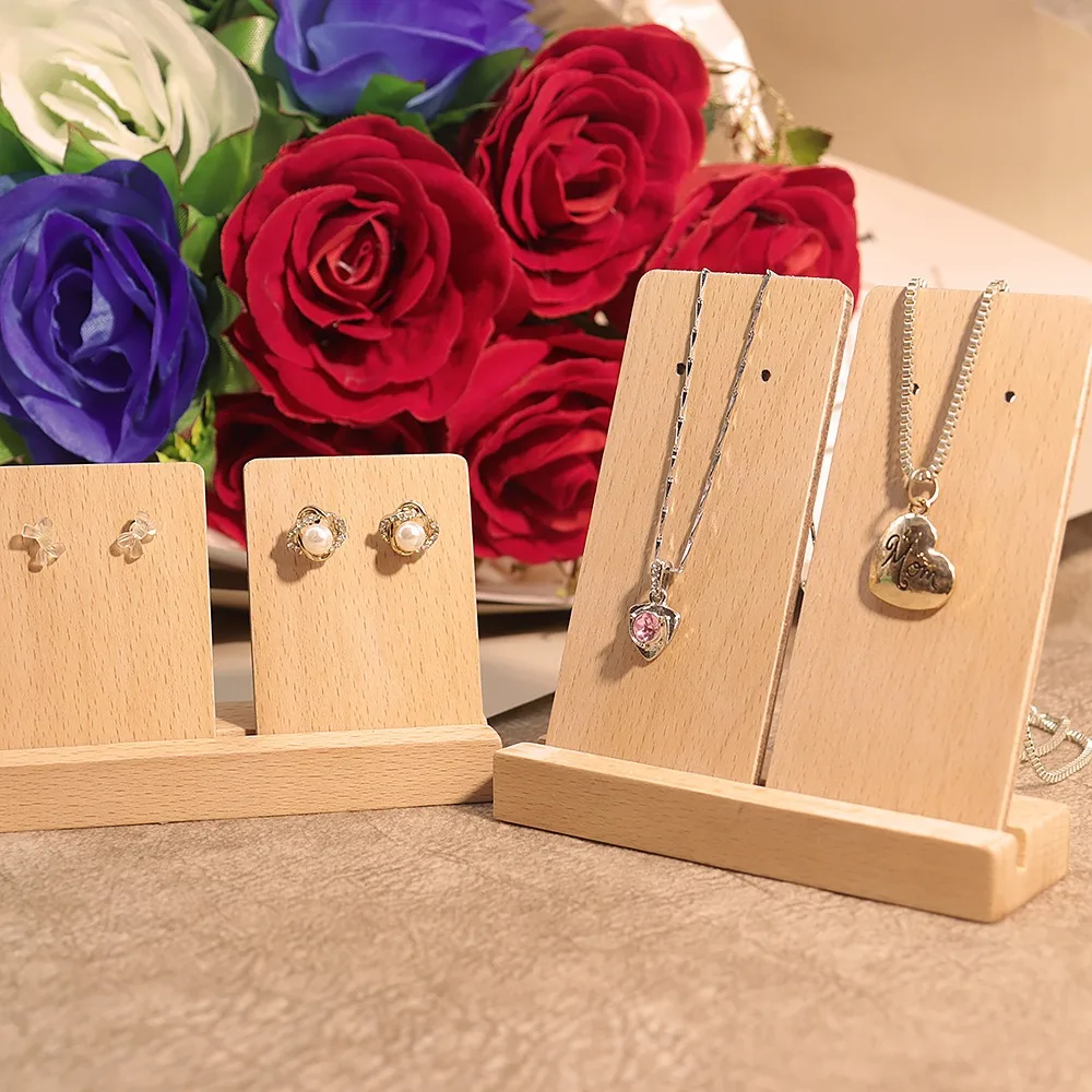 

Jewelry Store Wooden Display Three Piece Set Woman Pendant Portable Retro Storage Shelf Home Furnishings Earring Tray Bracket