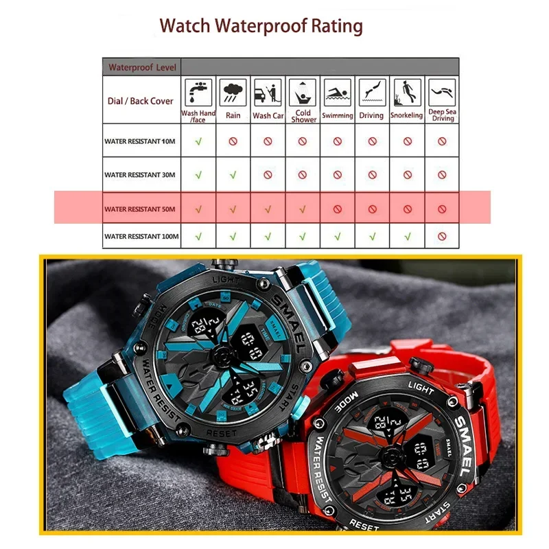 SMAEL Quartz  Brand Original Wristwatches 50M Waterproof Wristwatch Time Alarm Clock Sport Watch Military Army Men Watches 8087