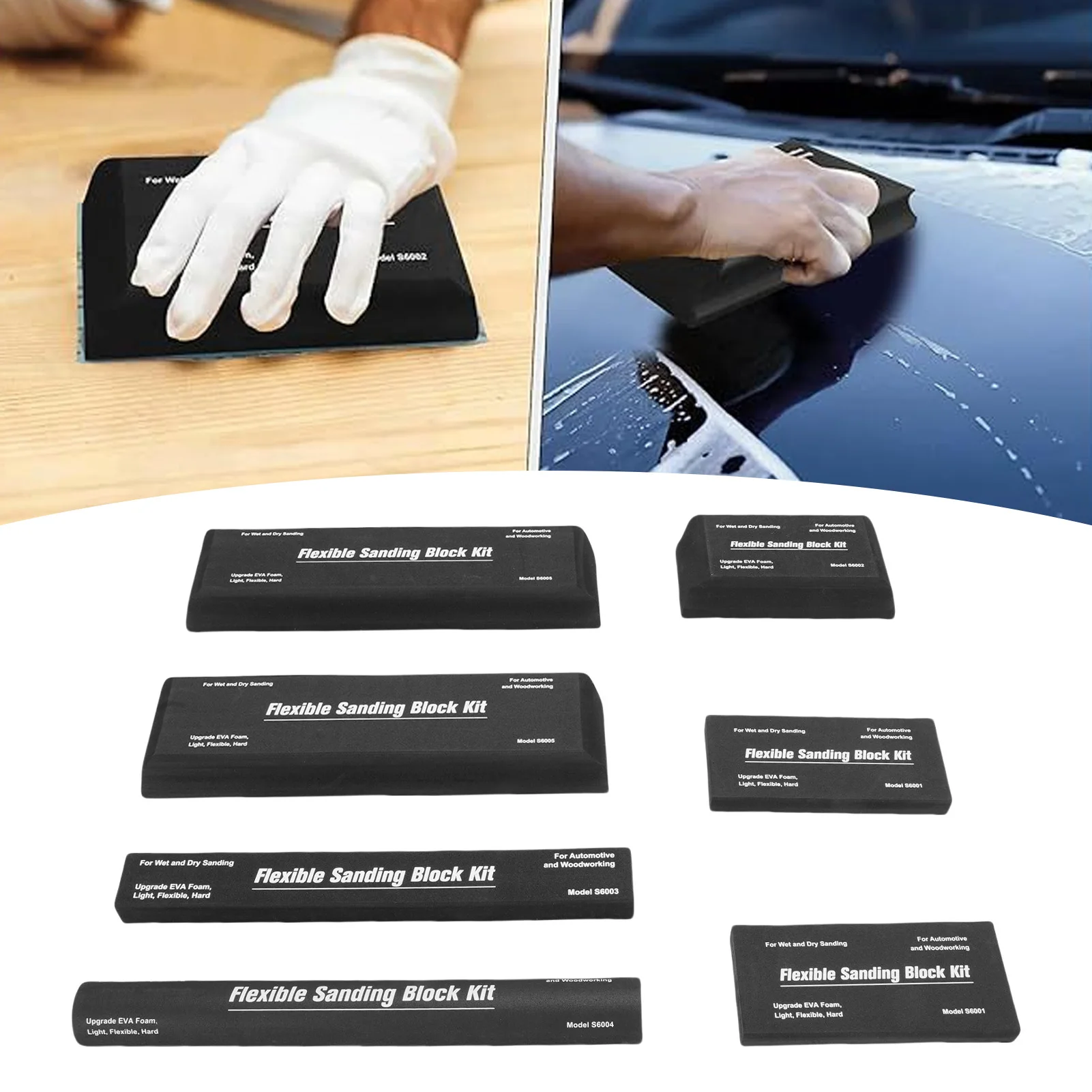 

7PCS Sanding Block Kit Flexible EVA Foam Wet or Dry Autobody Hand Sanding Blocks Kit for Automotive Car Wood Bodywork