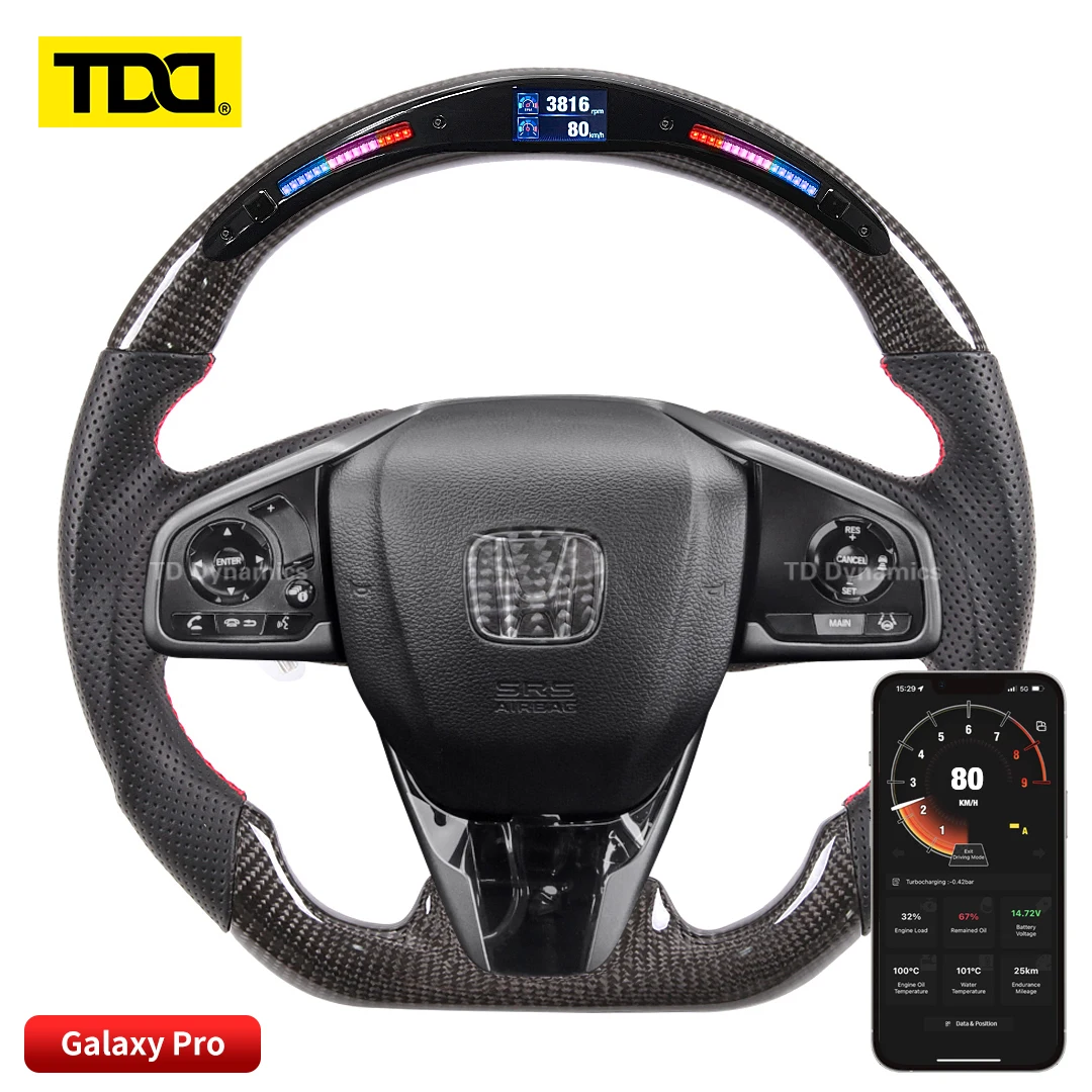 

TDD Carbon Fiber customized smart Galaxy pro LED Steering Wheel for Honda civic