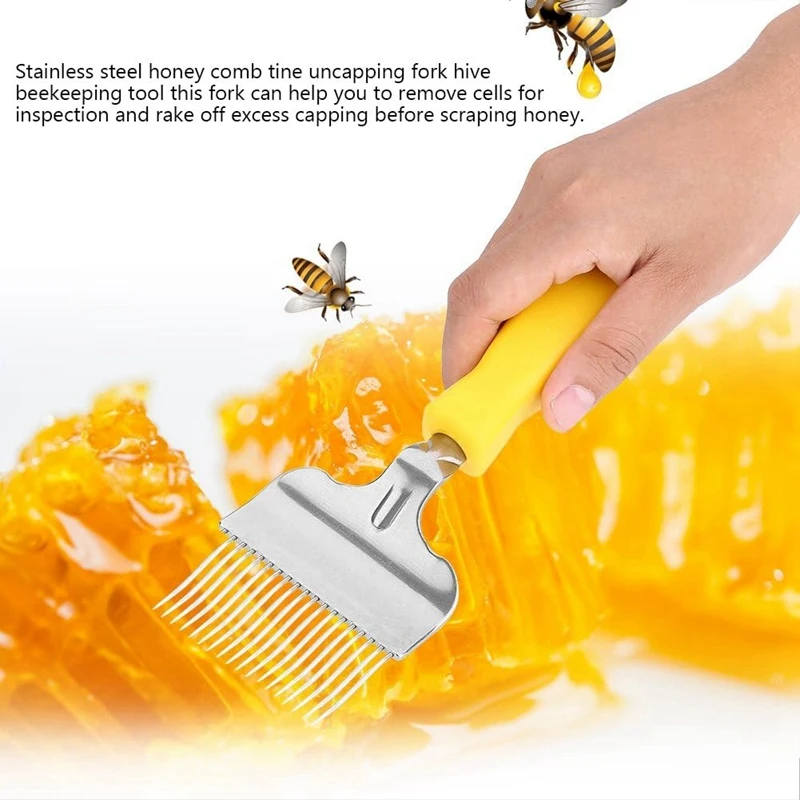 Hot SV-Honey Uncapping Fork Bee Keeping Uncapping Fork Honey Comb Beekeeping Uncapping Fork Hive Honey Extractor