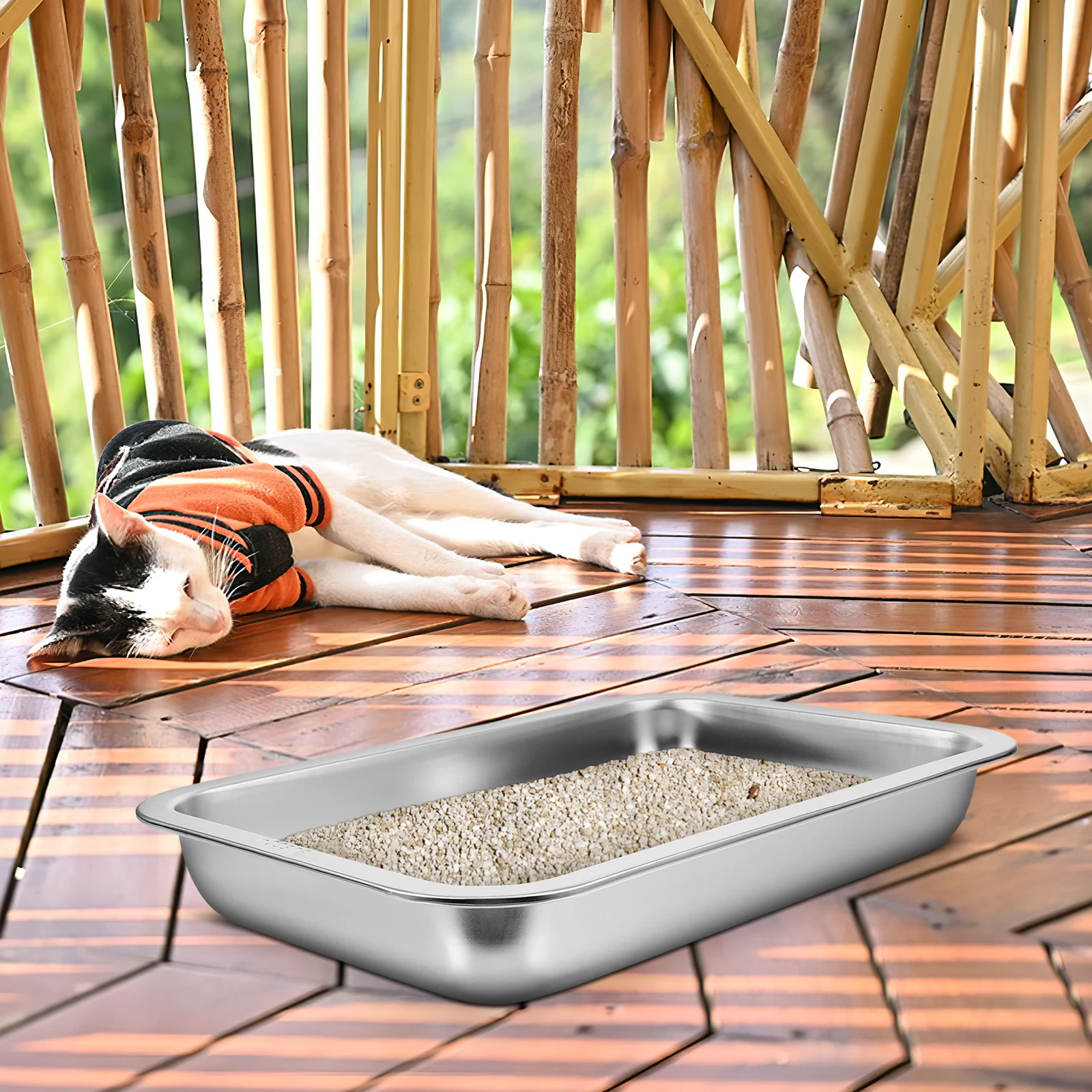 

Stainless Steel Cat Litter Box Small Metal Pet Toilet Durable Large Opening Easy Clean For Kitten Rabbit Household