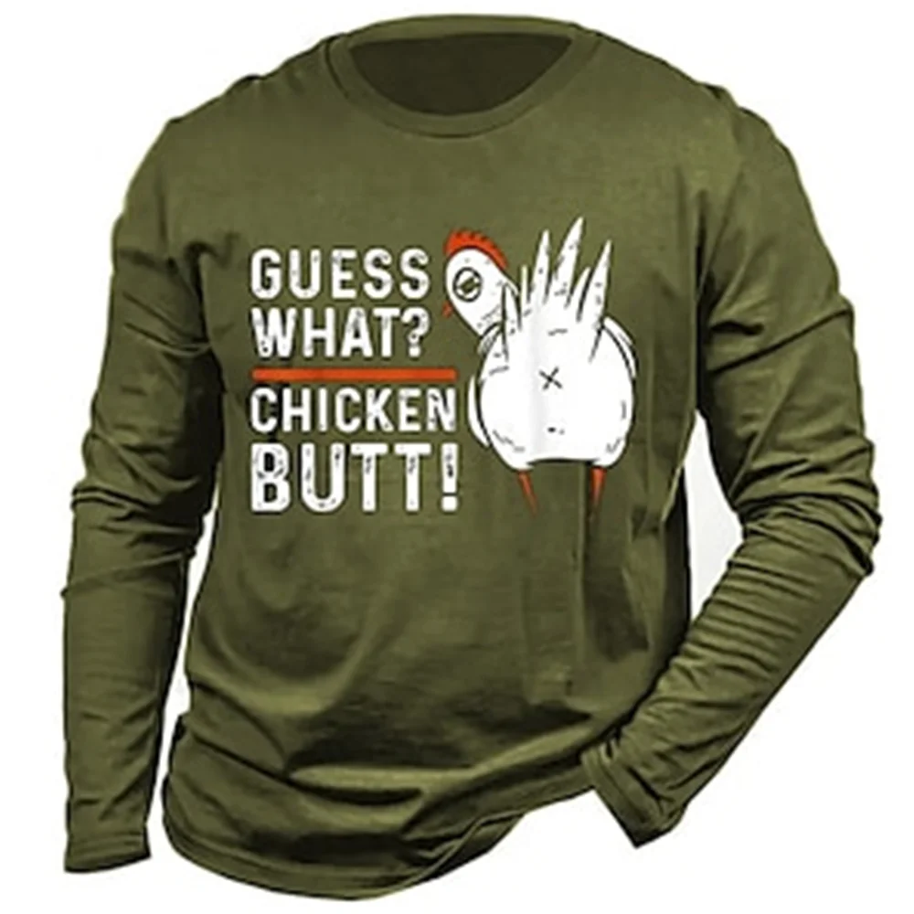 

New Fashion Men's Pullover Long Sleeve T-shirts 3d Printed Graphic Retro LetterLong T-Shirt For Men Street O Neck Oversized Tees