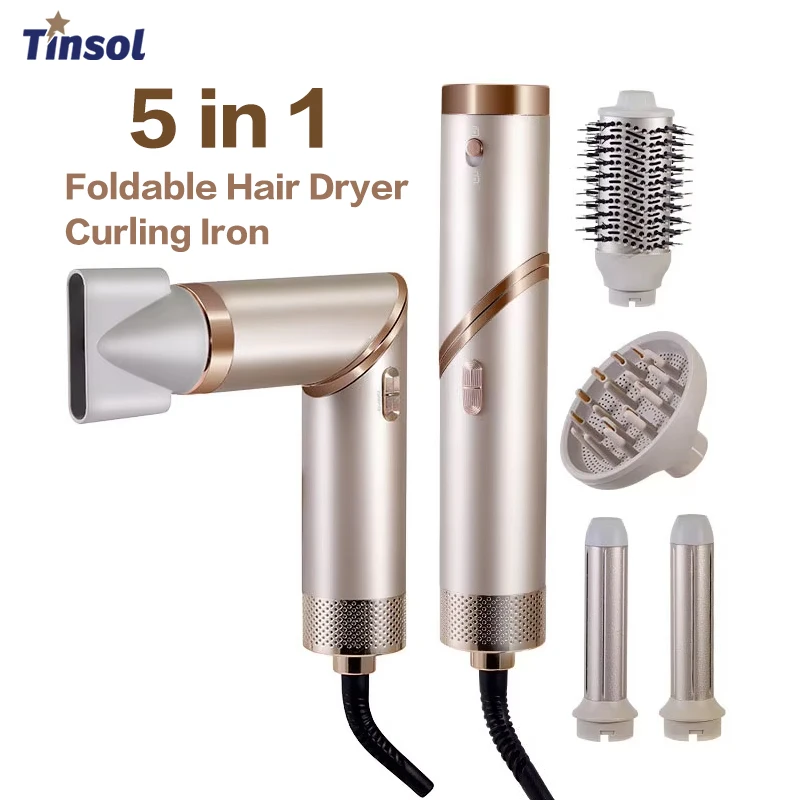 5 in 1 Handle Foldable Hair Dryer Portable Multifunctional Home Hair Dryer Negative Ion Hair Care Curling Iron Personal Styling