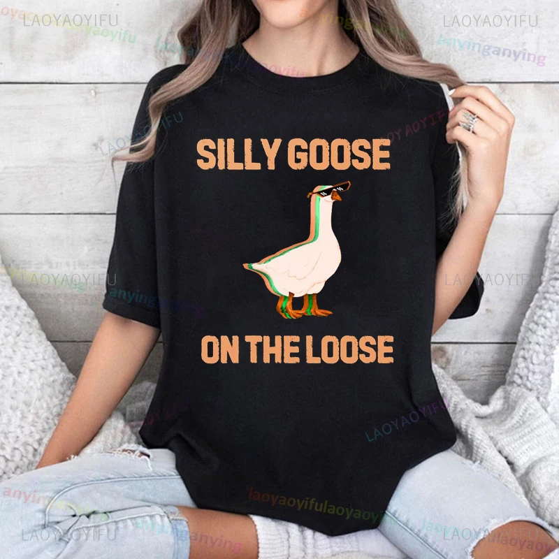 Camisetas divertidas de Gooses para hombre y mujer, Camiseta 100% de algodón de manga corta con estampado gráfico, de alta calidad