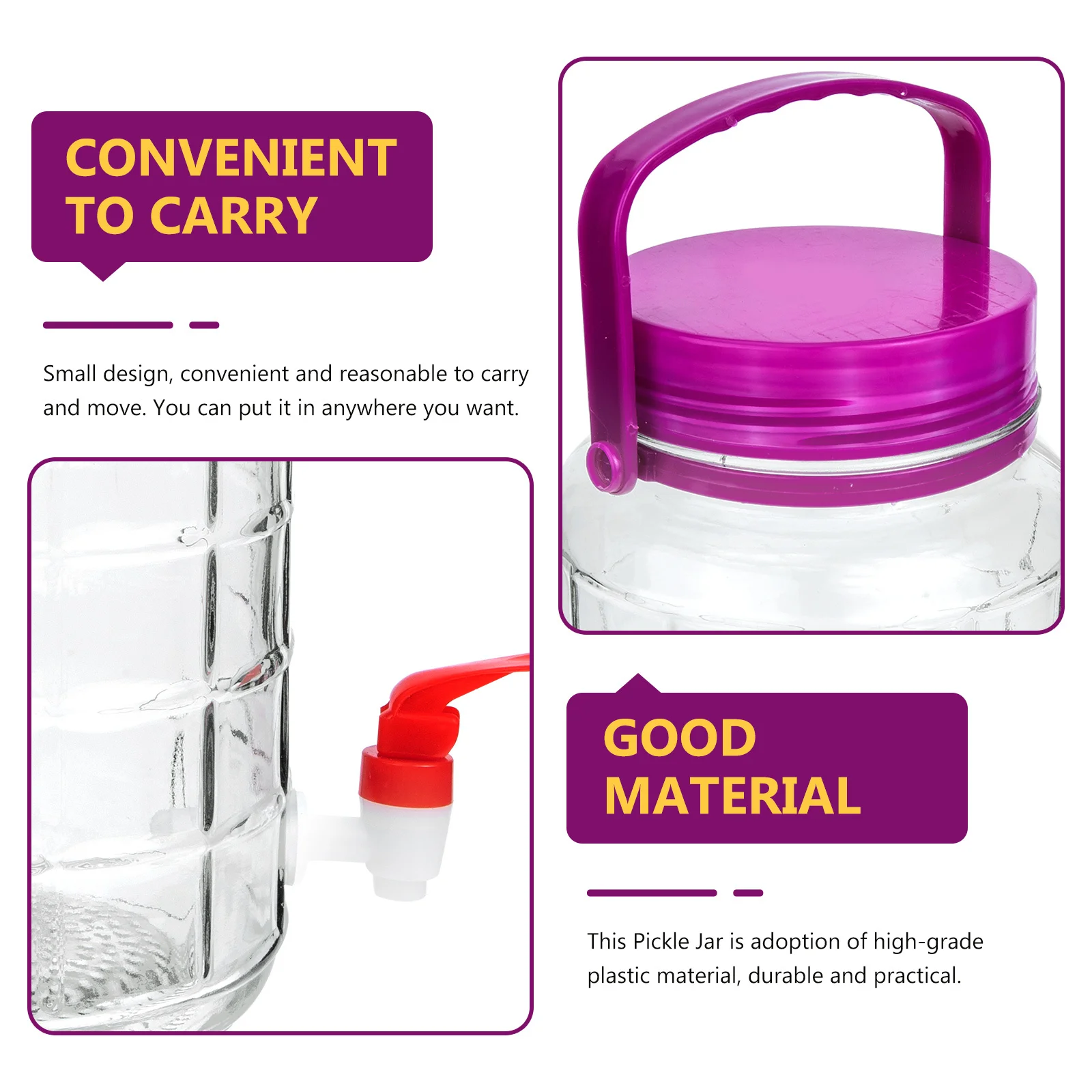 

Glass Fermenting Jar with Tap Multi-Function Pickle and Wine Making Container Airtight Transparent Food Storage for Kitchen Or