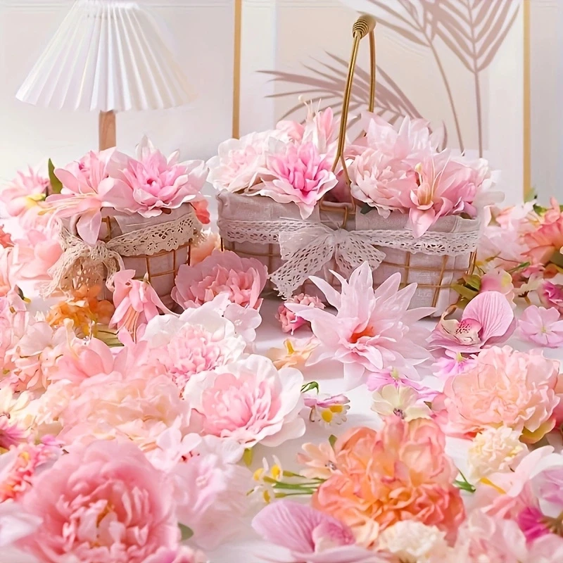 Reproducción Uno a Uno, Flores Artificiales, Decoración de Paisajismo para Bodas, Arreglos Florales Hechos a Mano, Juego de Flores Artificiales, que Cubre Varios Tipos de Flores como Peonías y Rosas, con Textura Delicada y Forma Realista. Se Puede Combinar Libremente, Adecuado para Paredes Florales de Boda, Ramos de Flores, Decoración de Mesa y También Puede Usarse para Accesorios para el Cabello y Manualidades. No Requiere Mantenimiento y Tiene un Largo Período de Floración, Creando una Atmósfera Suave y Dulce, lo que lo Hace una Opción de Alto Valor para Decoraciones de Bodas y Paisajismo de Tiendas.