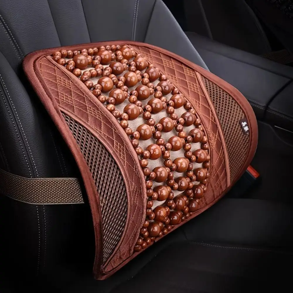 

Mesh Car Seat Waist Cushion Breathable Wooden Bead Car Back Lumbar Cushion Comfortable Chair Massage Car Waist Support Pillow
