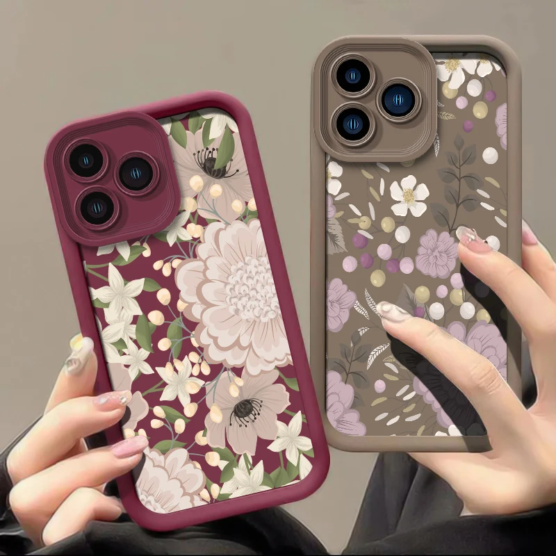 حافظة لهاتف شاومي بوكو C65 C61 C55 C51 M4 M3 Pro M2 C50 C40 C31 M7 4G M6 Plus M5S غطاء مقاوم للصدمات على شكل زهرة سيليكون غير لامع