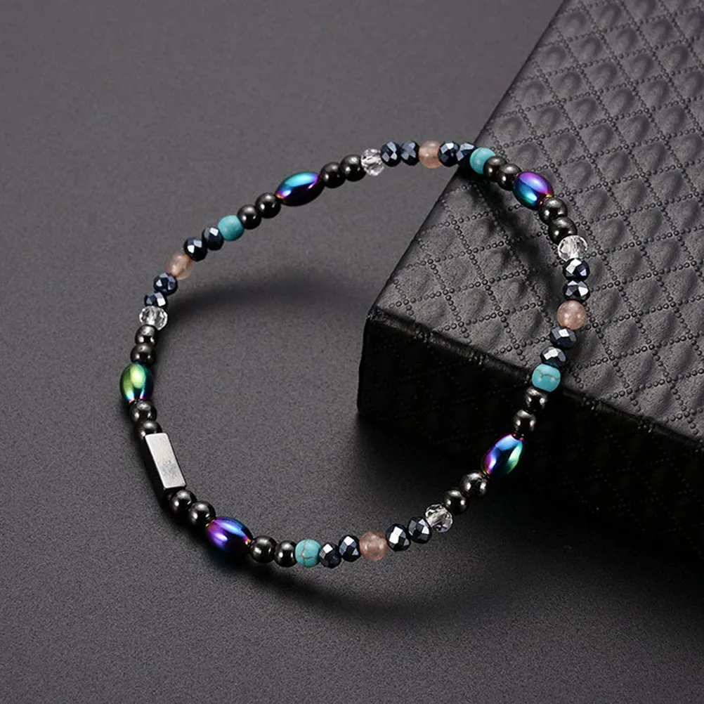 

3Pcs Magnetic Hematite Anklet Bead Design Cool Fashionable Jewelry for Men and Women Ankle Chain Anklet