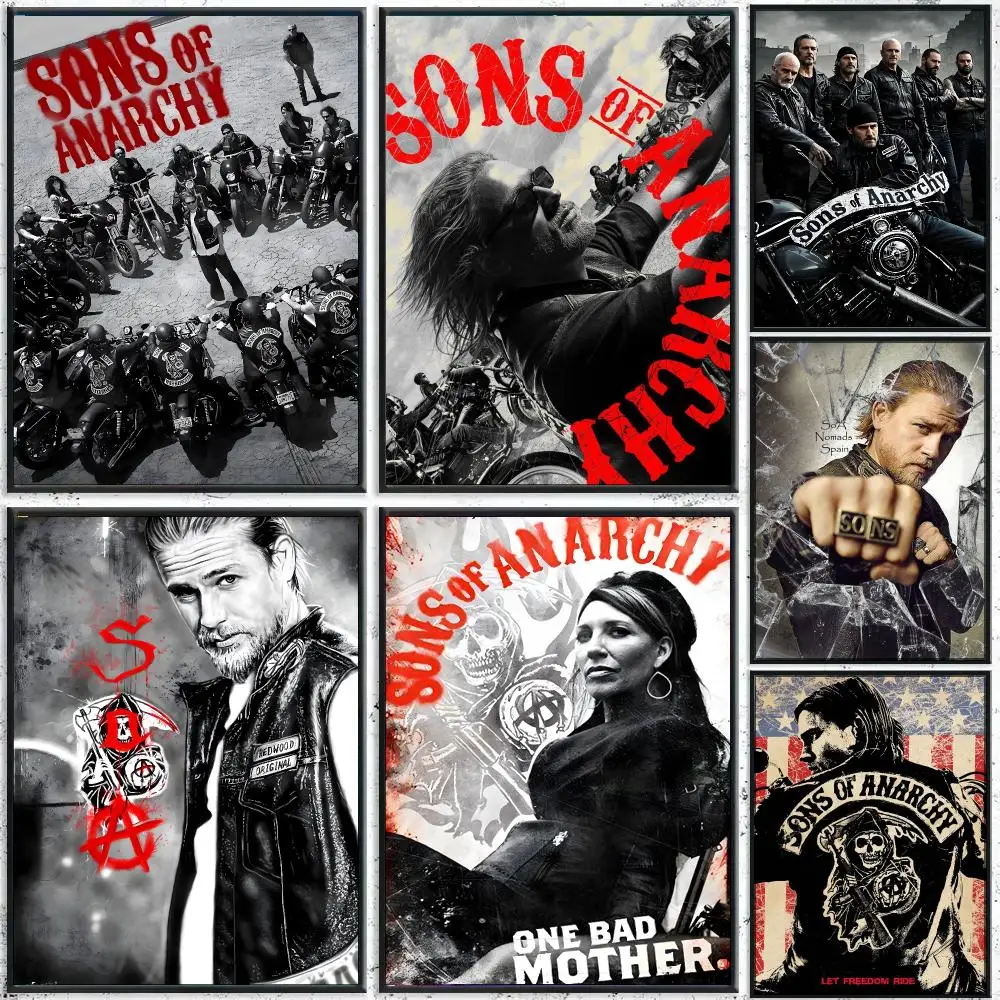 S-Sons of A-Anarchy Poster Perfect Sticker Self Adhesive for Office Home Theater Wall Art Decor Fancy Gift