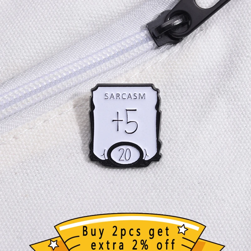 Sarcasm +5 D20 Dice Game Dungeon Enamel Pin Funny Digit Game Pins Metal Badge Brooches Lapel Clothes Backpack Jewelry Gift