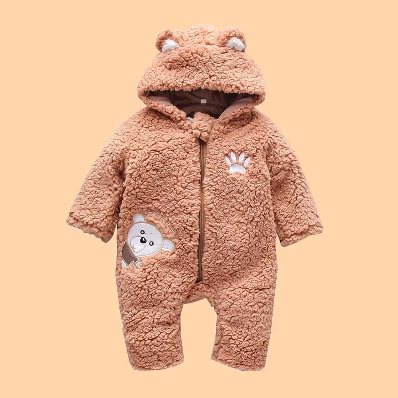 Autumn and Winter baby bear Cute baby Long Sleeves and Trousers Onesie Cute Hooded Crawling Clothes