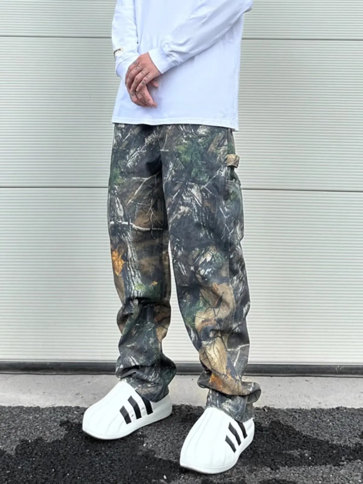 Men's Realtree Camo Wide Leg Baggy Cargo Pants Multi Pocket Hip Hop Street Style For Daily Outdoor Hiking Going Out Loose Fit Trousers