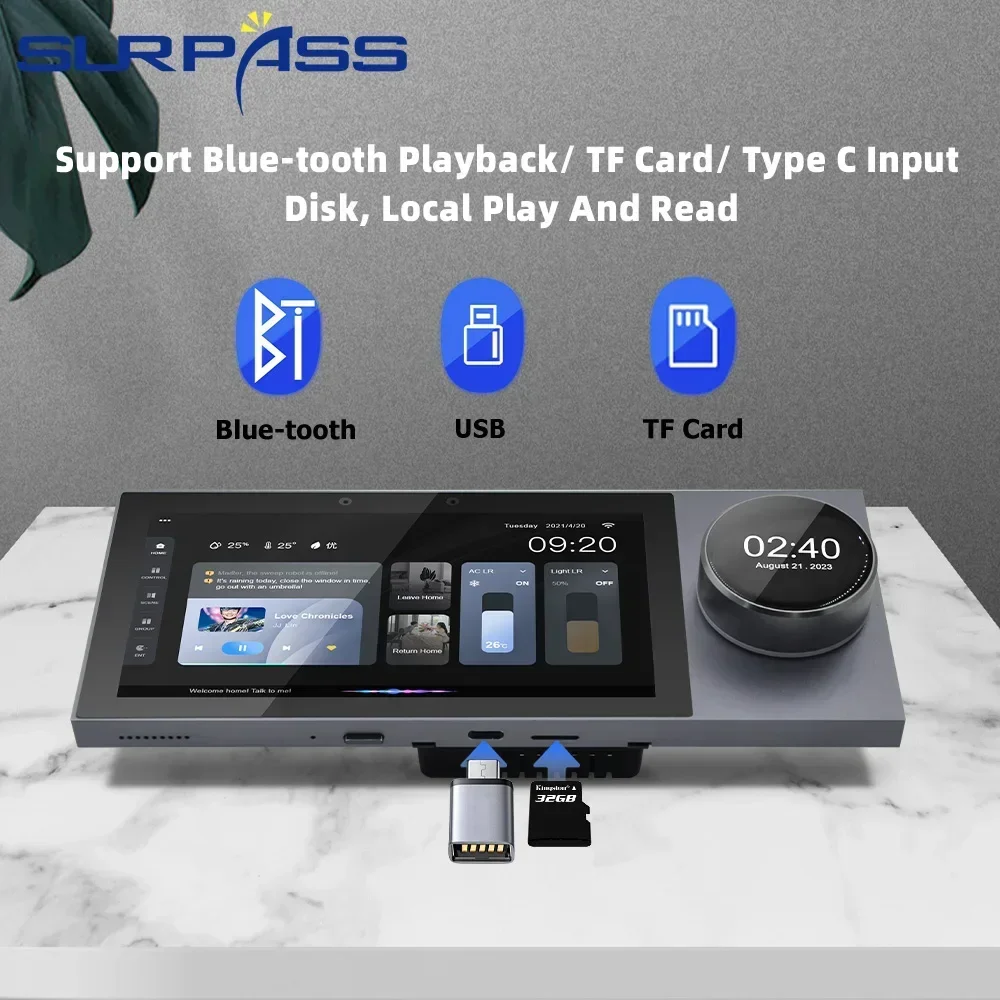 6-calowy Android 8.1 WiFi Ścienny wzmacniacz dźwięku Sound box Ekran dotykowy Inteligentny domowy system audio Panel ścienny Obsługa TUYA ZIGBEE RJ45