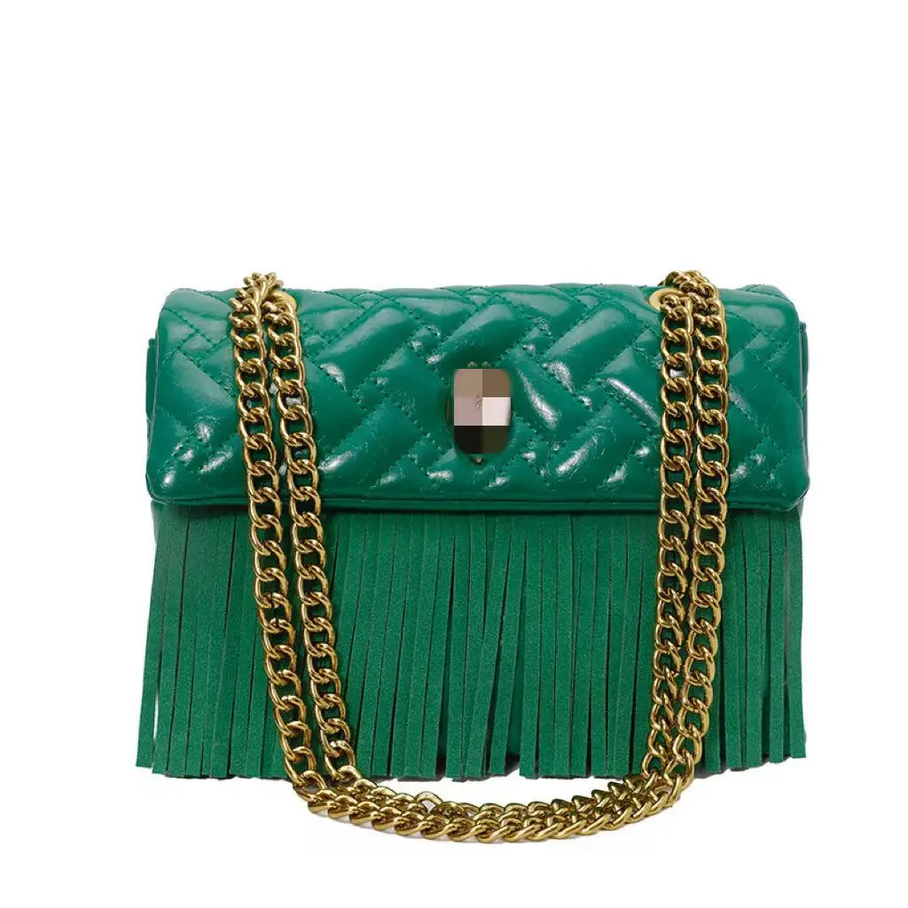 Niche kleine vierkante damestas, vintage chique crossbody portemonnee met kettingriem, echt lederen meerwegschoudertas voor werk