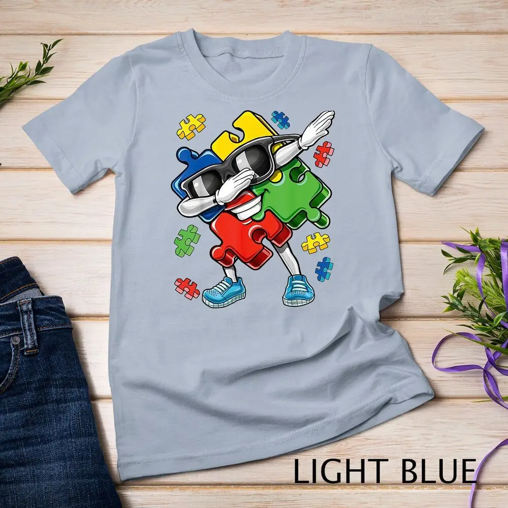 Autism Awareness Dabbing Puzzle Piece Kids Gift Boys T-Shirt Unisex T-shirt