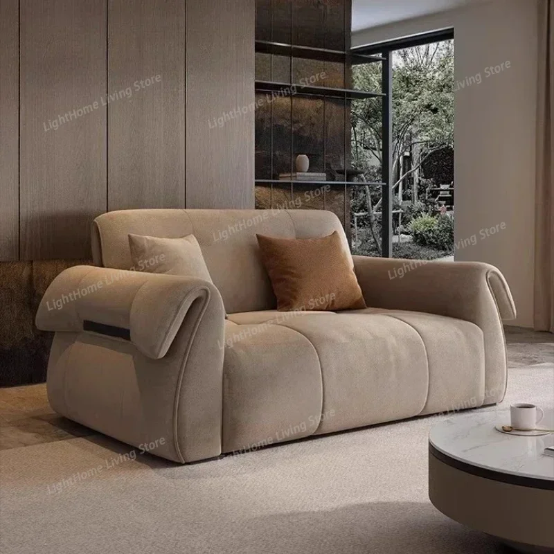 

3-Seat and 2-Seat and 1-Seat Sofas Stool Italian Furniture Living Room Couch Simple Light Luxury Straight Row Puff Cloth Sofa