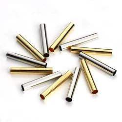 50-100pcs 4/6mm Gold Color Copper Hollow Tube Cylinder Connectors Straight Bead Leather Cord For Jewelry Making DIY Accessories