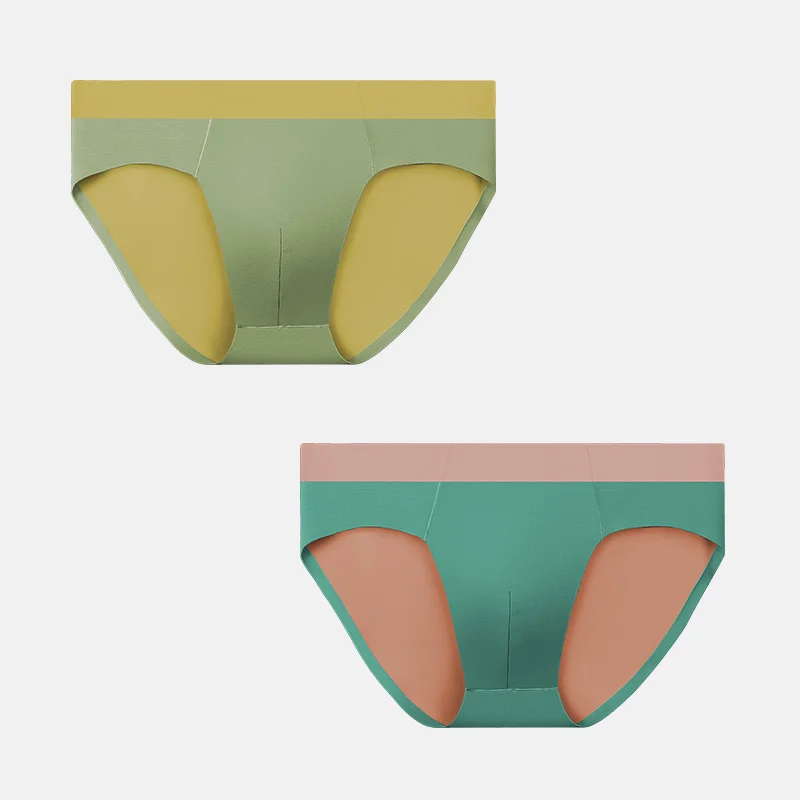 2PCS Modal underwear Men's double-sided zero-sensation, seamless summer thin, comfortable and breathable shorts Men's briefs