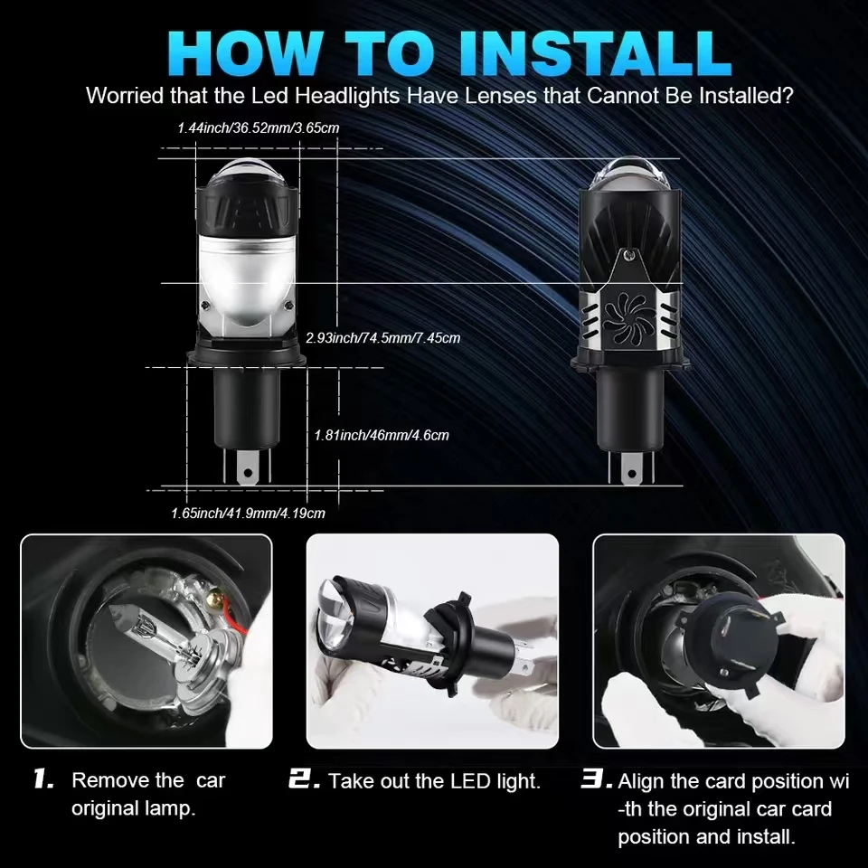 Линзы H4 Светодиодная лампа H4 Led Canbus Автомобильные светодиодные фары H4 Мини-проектор Led для мотоциклетных фар H4 Светодиодная лампа для автомобильных фар