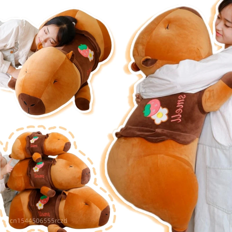 95cm Cartoon New Soft Giant Long Capybara Plush Doll Pillow High Quality Hoodie Capybara Plush Toy Home Decor Appease Doll