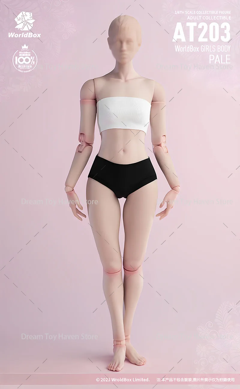 Worldbox AT203 ضوء أسمر/شاحب 1/6 المرأة الجندي سوبر مرنة المشتركة الجسم صالح 12 بوصة عمل نموذج لجسم تحصيل دمية