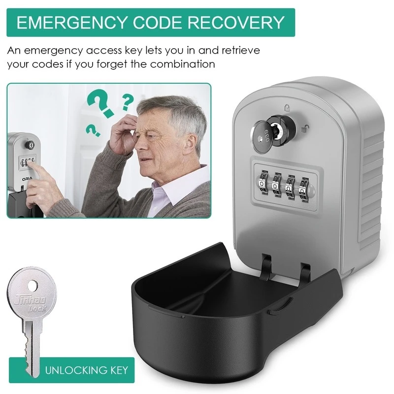 Weatherproof Key Armazenamento Lock Box, 4 Digit Combinação, Wall Mounted Bag, seguro para casa e exterior
