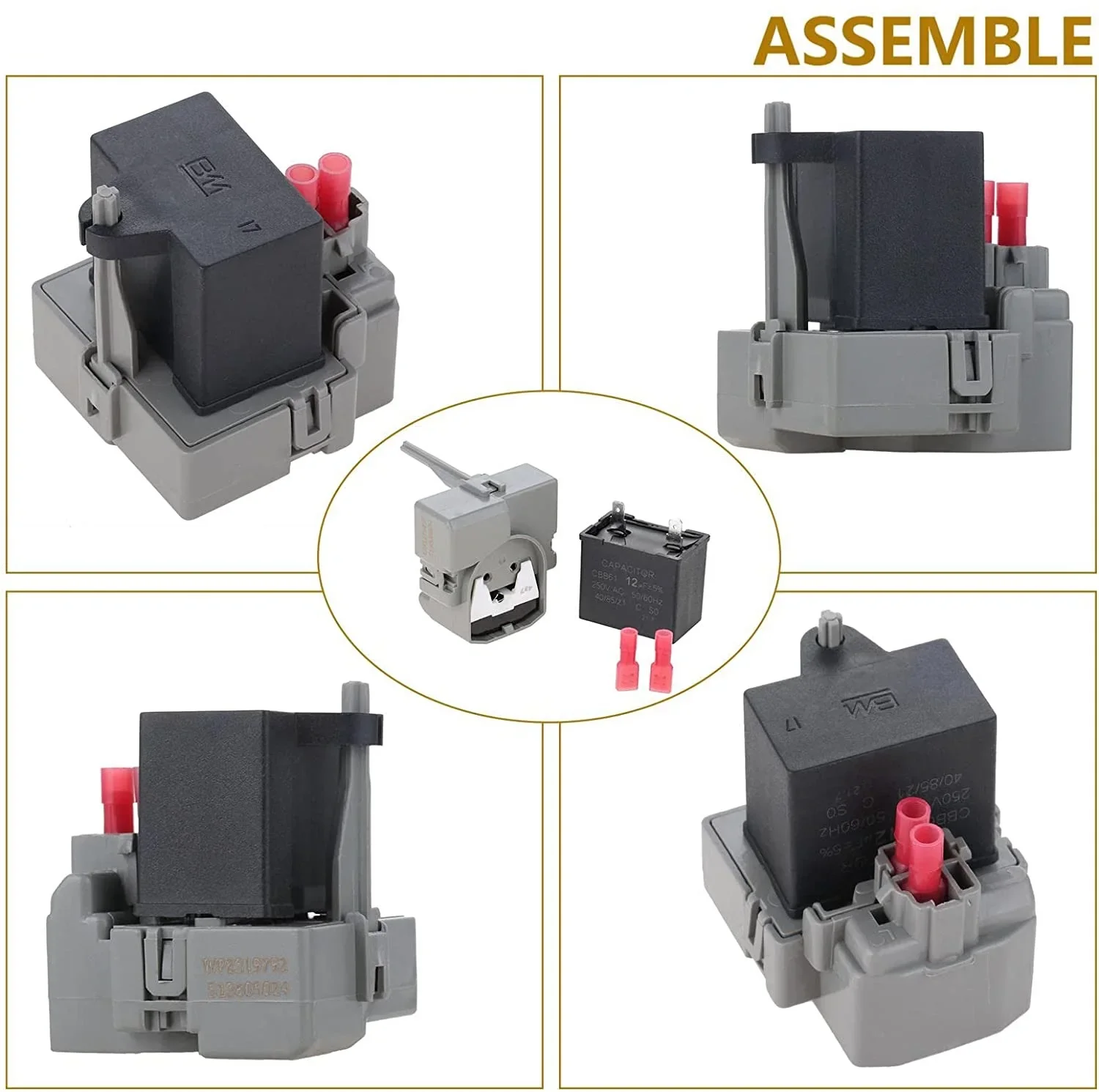 2 adet/1 takım WP2319792 TSD2 röle başlangıç cihazı & W10662129 dondurucu kompresör Run kapasitör Kenmore Whirlpool Amana Maytag için fit