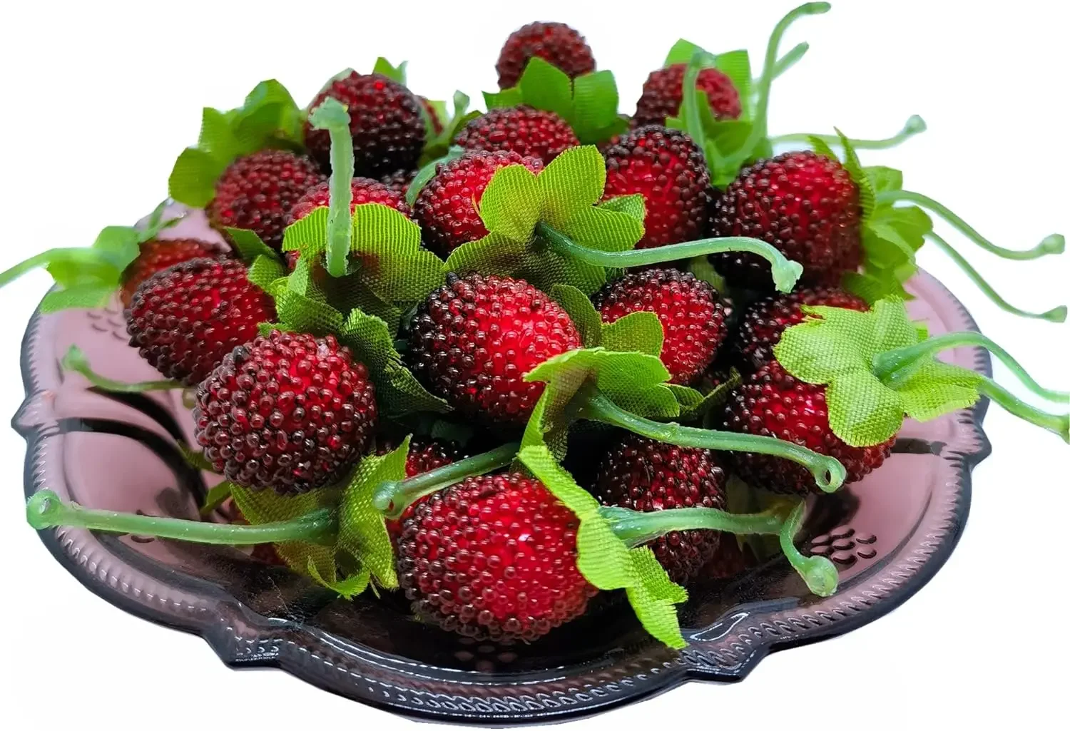 Artificial Raspberry Red Berry, Strawberry, Faux Fruit, BlackBerry Props, Table Decoration, Black, 4Pcs