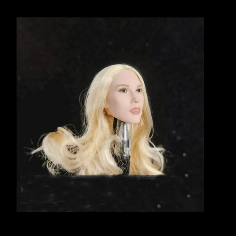 1/6 نسبة نحت الرأس مثير شفاه سميكة نموذج أنثى آسيوية PVC نبات بني ذهبي مجعد طويل مستقيم Hair12 بوصة عمل الشكل الطفل