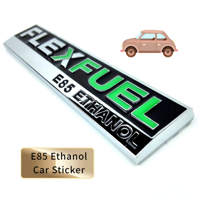 3D Car Sticker FLEX FUEL E85 ETHANOL Car Sticker personalized metal modified car Emblem Accessories For Clean Energy Vehicle Met