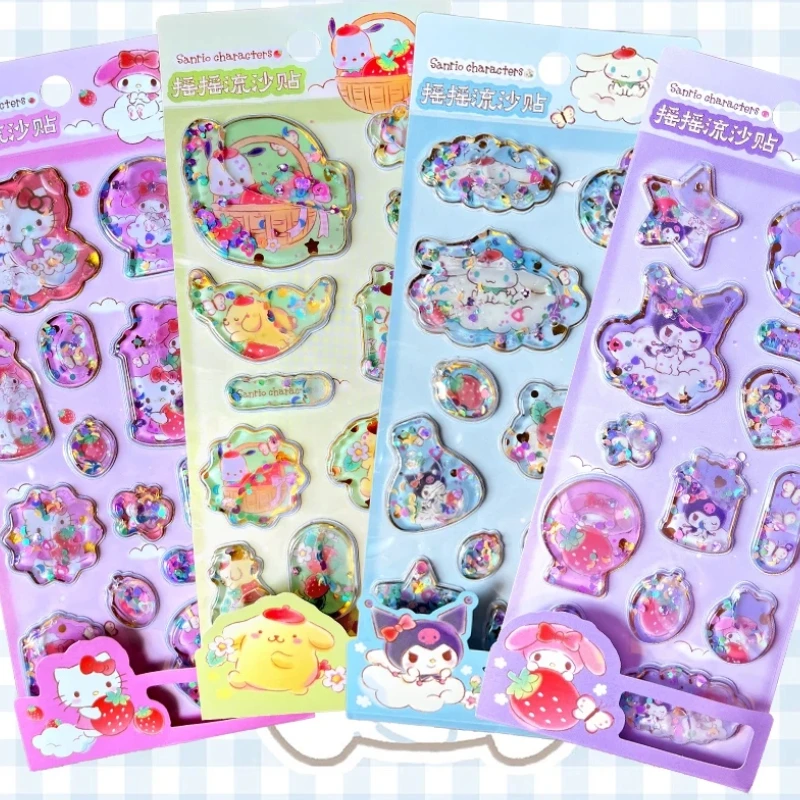 1/4pcs Kawaii Kuromi Kt Melody 3d Shake Sticker Diy Mobile Case Decorative Sticker Student Stationery Handbook Stickers Handbook