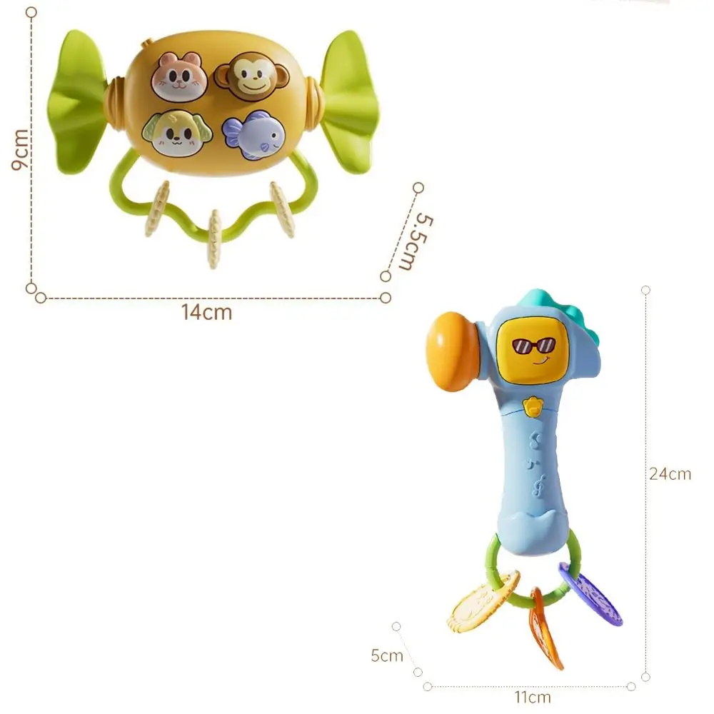Juguete Montessori de aprendizaje de dulces, animales, juguetes para bebés, morder los dientes, campanas, juguete de silicona suave, juguetes educativos con martillo de arena