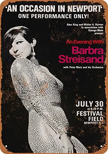 1pcs,Metal Sign - 1966 Barbra Streisand in Rhode Island - Vintage Look Wall Decor for Cafe Bar Pub Home Beer Decoration Crafts