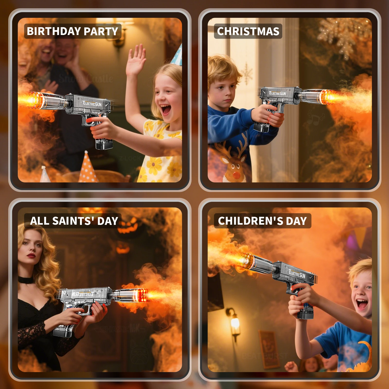 2025 Pistola a spruzzo elettrica e ad acqua per bambini di vendita calda simula il suono Pistola leggera Giocattoli Attività all'aperto Pistola a vibrazione spray Giocattoli