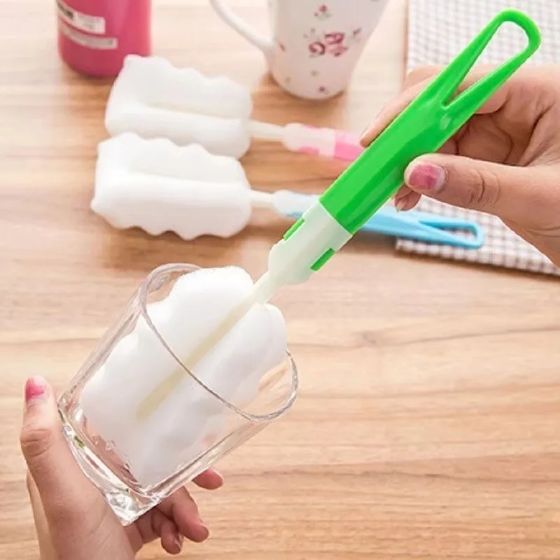 1 Pcs Sponge Baby Milk Feeding Bottle Brush Nipple Cleaning Cup Scrubber Washing Brushes Kitchen Cleaner Kitchen Tools