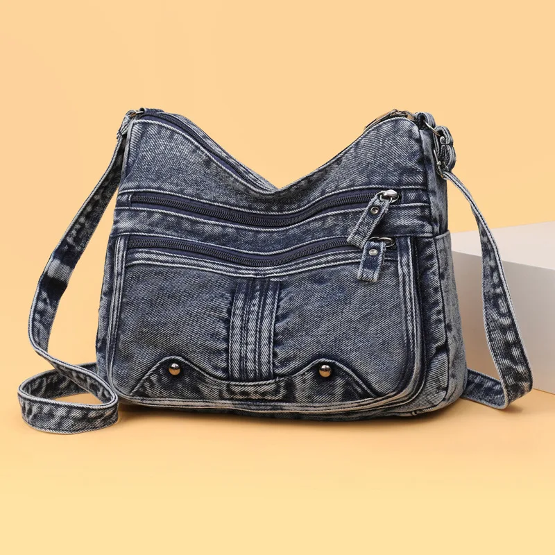 

Women's messenger bag, multi-functional small square bag, European and American fashion washed shoulder women's bag