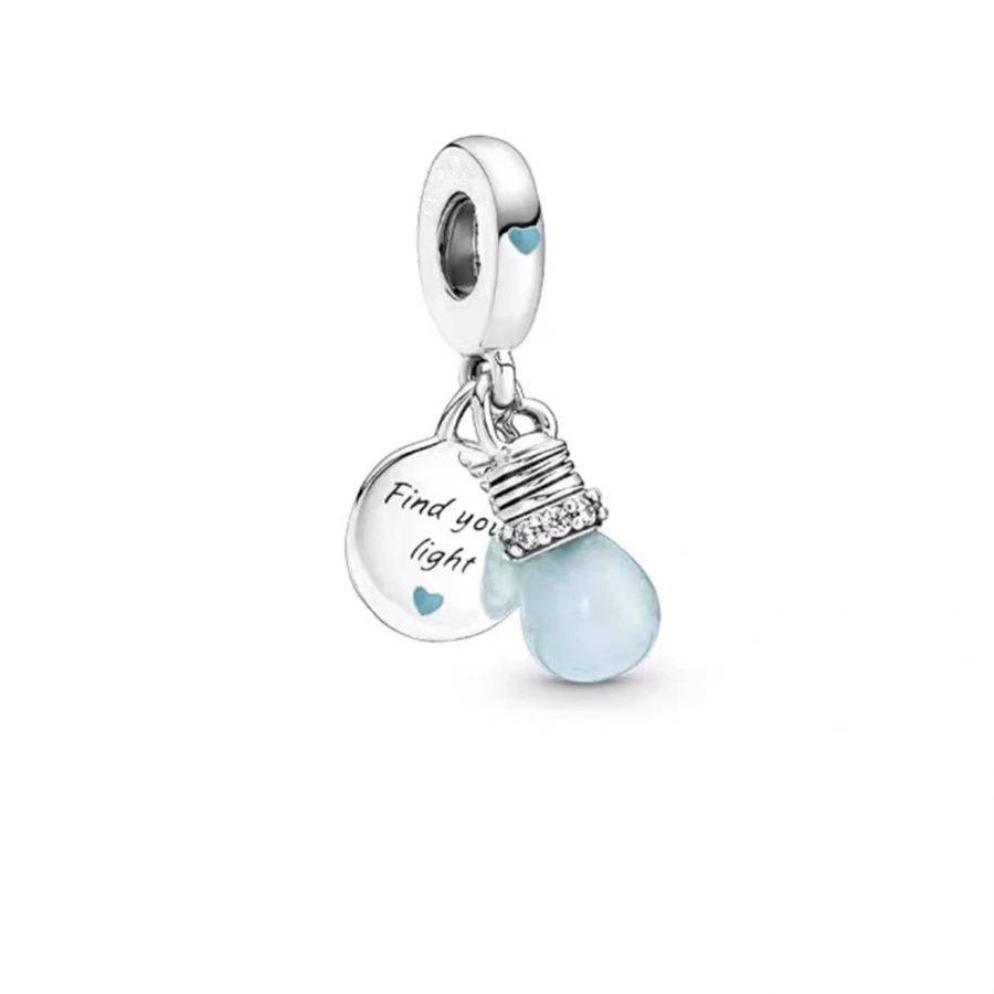 Hot Sale Glow-In-The-Dark Lightbulb Double & Lighthouse Dangle Charm Bead Fit Original Pan Brand Silver 925 Bracelet JewelryGift