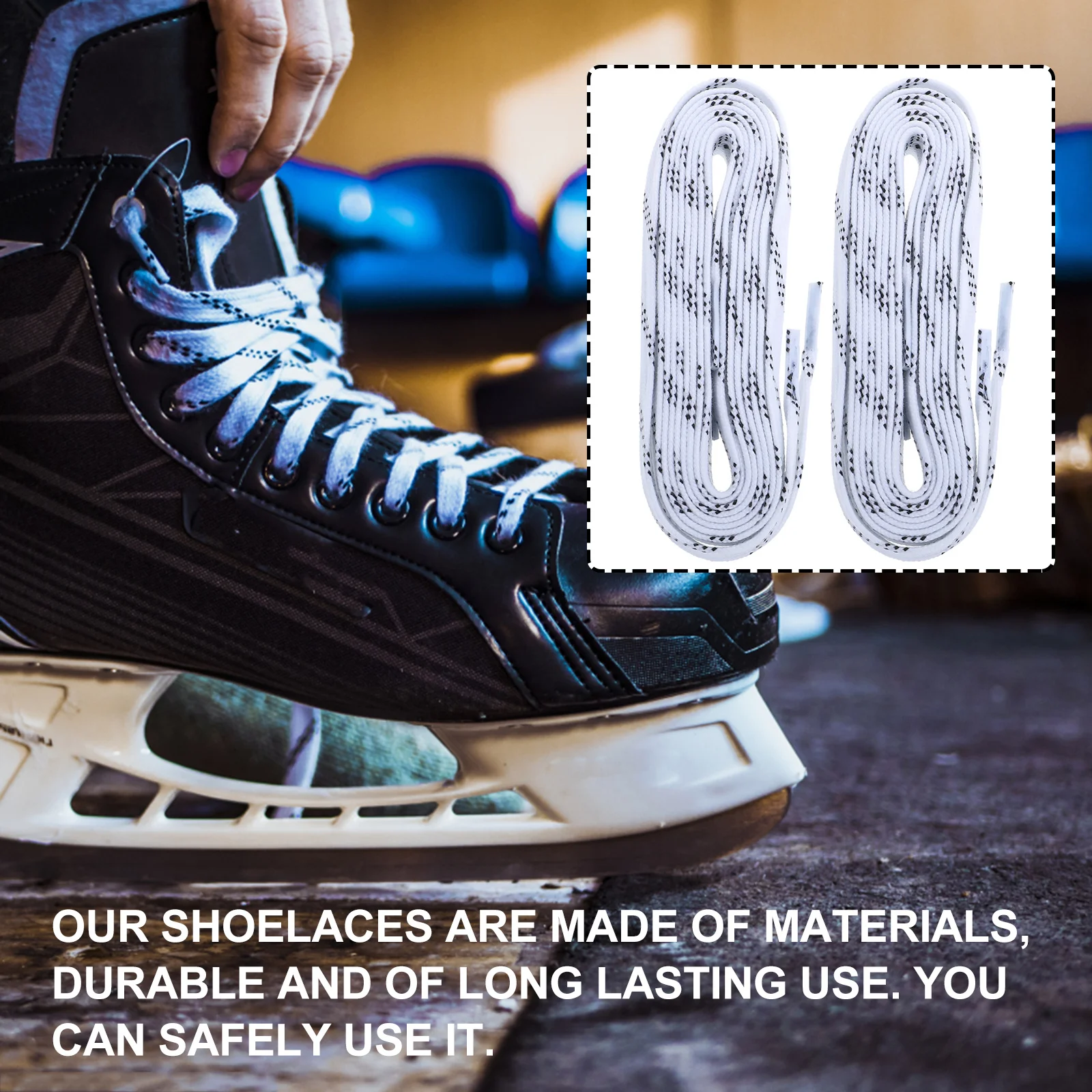 

1Pair White Waxed Shoelaces Anti-Fracture Durable for Ice Hockey Skiing Sports Shoes Long Lasting Skate Laces Shoe Ties 96 Inch