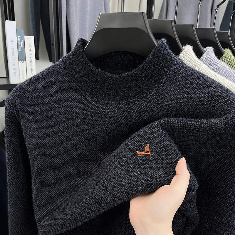 

Fashion sailing embroidered men's knitted pullover luxurious brand comfort autumn winter high-quality casual round neck sweater