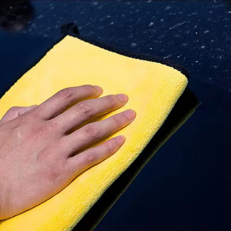 Mikrofaser-Autowaschtuch, weiches Trockentuch zum Waschen des Autos, Detaillierung, Reinigungszubehör, doppellagiges Wildleder-Glastuch – Detail 6