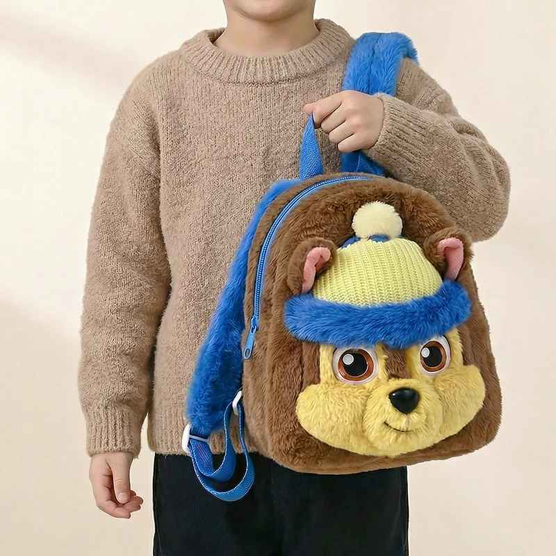 New Hot Potdemiel PAW Patrol Plush Backpack Cute Cartoon Dog Design Soft Furry Toddler Boys Small School Travel Backpack - view 3